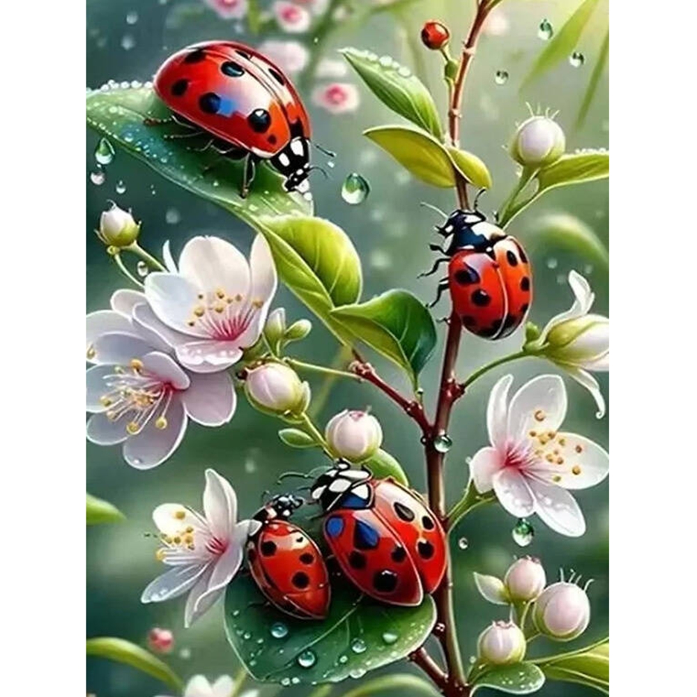 Embroidery Lady Bug - Pintura de diamantes 5D sin marco,