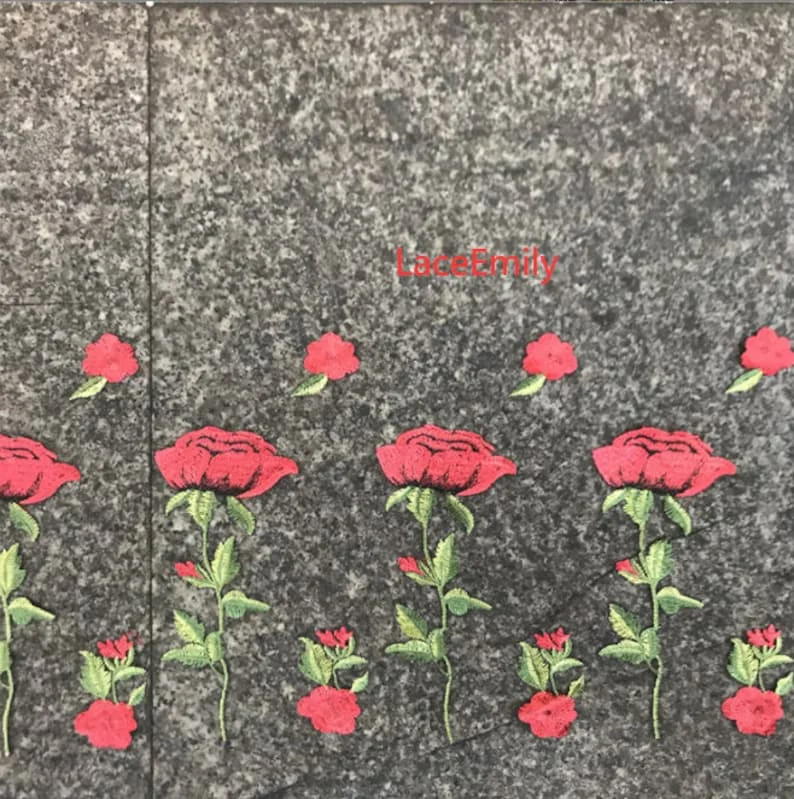 Tela de encaje de rosa roja, b - Embroidery Rose reseña y precio