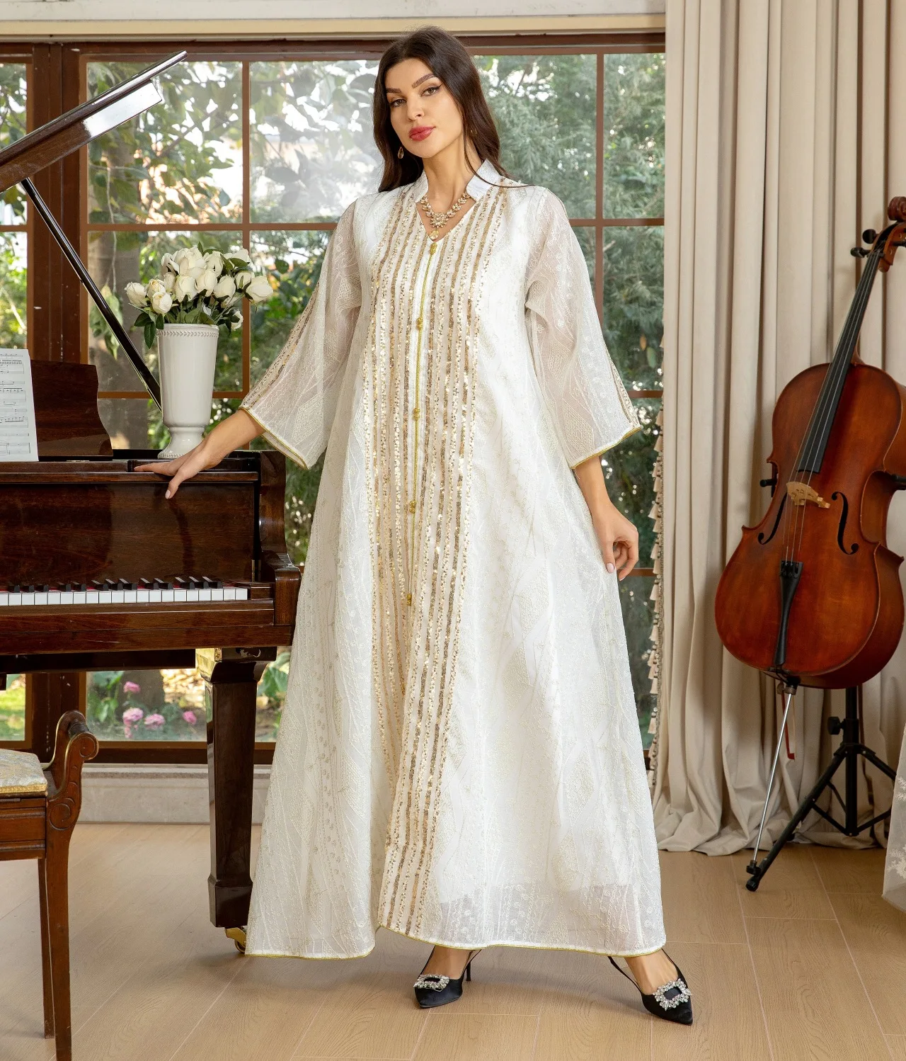 Eid Abaya bordado lentejuelas  - Embroidery Kebaya reseña y precio
